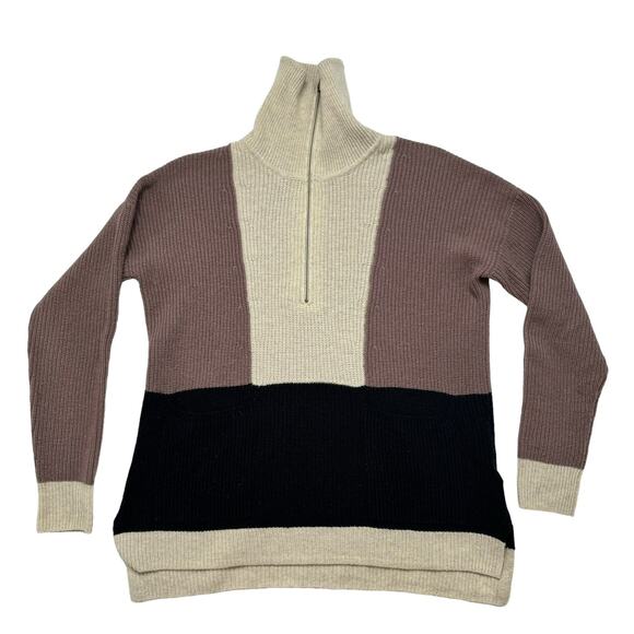 MADEWELL Glenbrook Half-Zip Pullover Sweater in Colorblock Size XXS Ribbed Wool - Picture 4 of 10